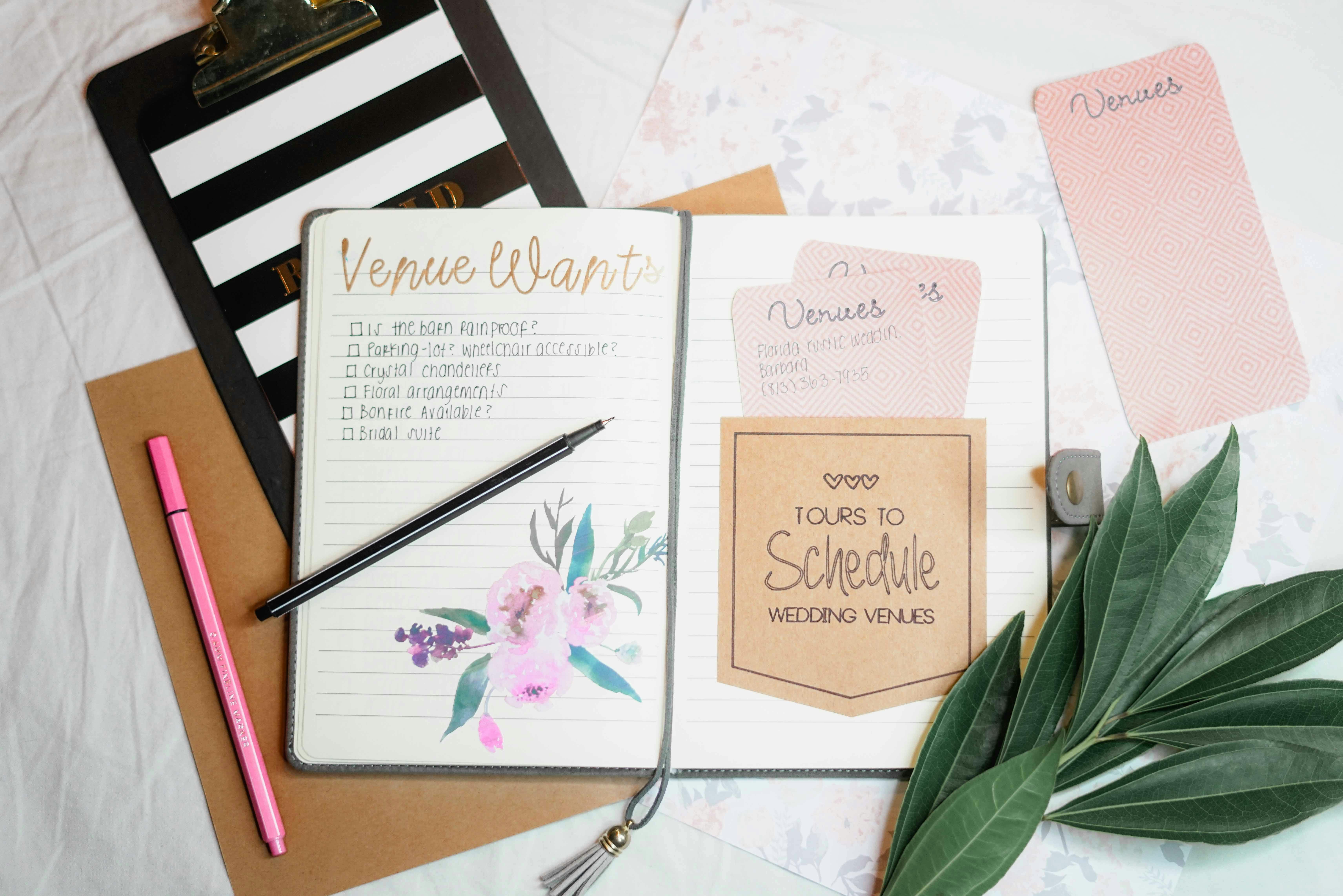 Planning détaillé de wedding planner affichant les différentes étapes d’organisation d’un événement, avec annotations